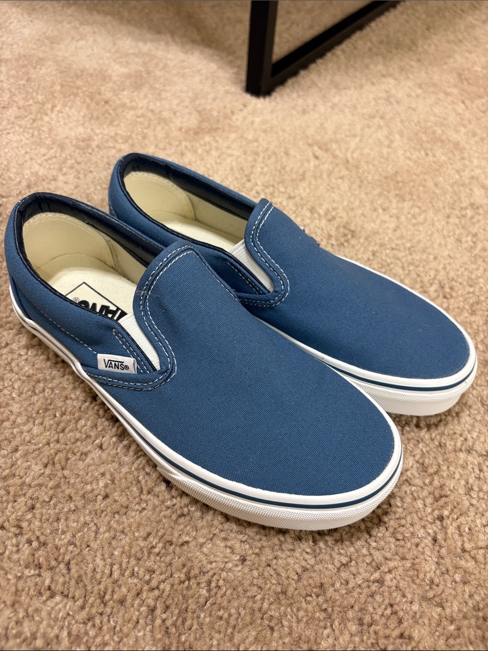 NEW Vans Blue Canvas Slip-On Sneakers with White Sole